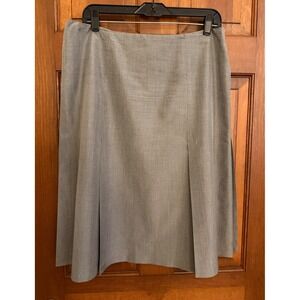 Talbots 100% Pure Silk Skirt Women Size 14 Gray Pleated Lined Knee Length A-Line